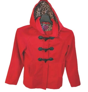 Girl 14/16 Velvet Chic Cherry Red Duffle Felt Coat Classic Preppy Academia Girls - Picture 1 of 19