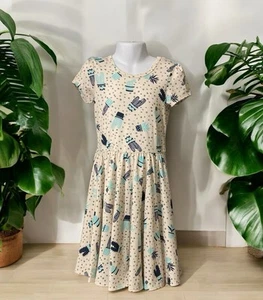 Girls DotDotSmile Blue Cactus Print Pullover Nylon Blend Short Sleeve Dress 5/6 - Picture 1 of 7