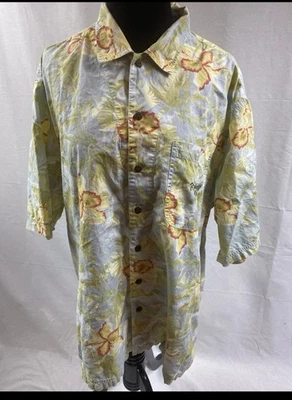 Rainforest Café Short Sleeve Tropical Orchids Hawaiian Aloha Large LG - Image 1 of 4