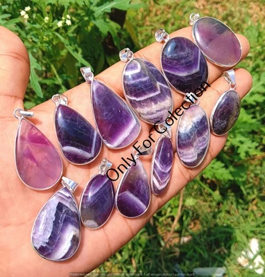 Lote de bonitas joyas colgantes enchapados en plata de ley 925 con piedras preciosas de amatista africana Foto 1 de 4