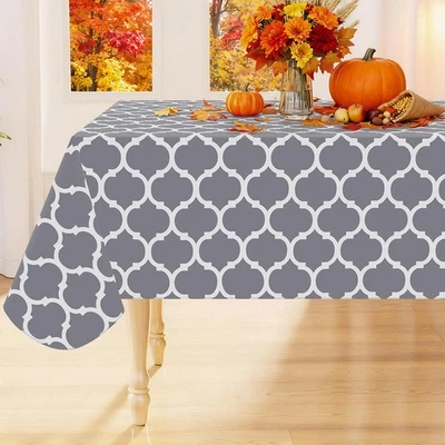 Smiry Rectangle Table Cloth, Waterproof Vinyl 84 x 60 (Rectangular), Grey  - Image 1 of 4