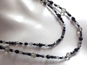 Beautiful Black, Silver & Clear Glass Bead Long Necklace by DKNY - Picture 1 of 4