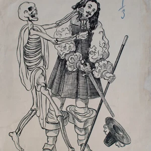 Museo de Baviera Lindau epitafio Krenkel muerte con cristal pluma dibujo alrededor de 1900 - Imagen 1 de 3