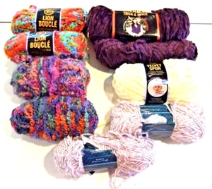 Lot of 7 Plus Skeins Chunky Chemille, Boucle & Velvet Spun Yarn - NEW (#171) - Picture 1 of 10