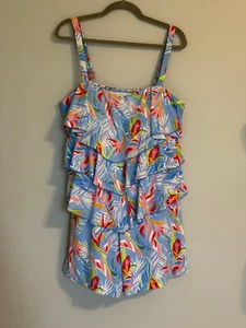 FIT 4 U DAMEN EINTEILER BADEKLEID. GRÖSSE: 20W RÜSCHE TROPISCH VERSTELLBARER TRÄGER - Bild 1 von 4