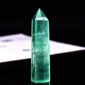 70-80mm Natural Green Fluorite Quartz Obelisk Healing Crystal Stone Point Wand - Picture 1 of 18
