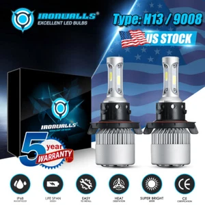 LED Headlight Bulbs H13 9008 for Ford F-150 04-2014 High Low Beam 300000LM 2000W - Picture 1 of 12