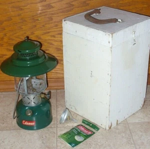Coleman "Big Hat" Camping Lantern Comes w/ 2 extra mantels,funel wooden BOX USA - Picture 1 of 11