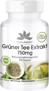 Grüner Tee Extrakt Kapseln - 750Mg - Hochdosiert - 100 Kapseln - Mit 50% EGCG