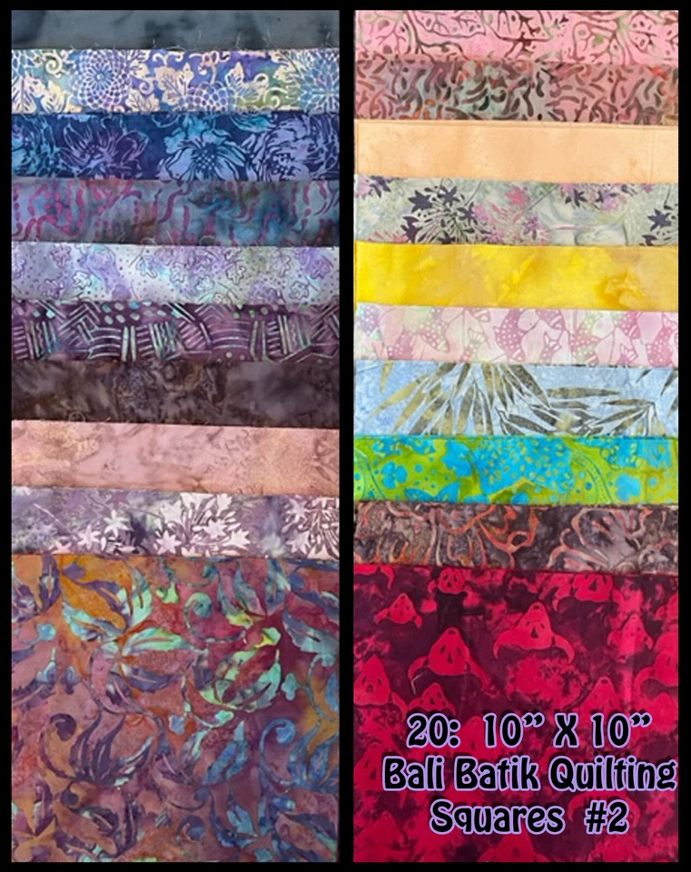 Princess Mirah Bali Batik 20-10" Quilting Squares - All Different - Image 1 of 1