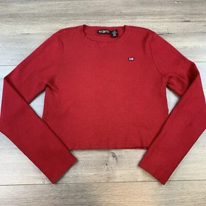 Vtg 90’s Y2K Polo Jeans Co Ralph Lauren Cropped Ribbed Sweater Women’s Large Red - Picture 1 of 15