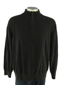 Eddie Bauer 1/2 Zip Sweater XL Brown Pullover Mens Golf Cashmere Cotton Blend - Picture 1 of 4
