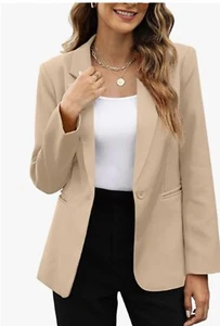 Sucolan Womens Casual Blazer Notched Lapel Work Office Blazer Jackets Slim - Picture 1 of 5