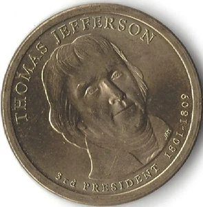 2007-D, Thomas Jefferson PRESIDENTIAL DOLLAR, (USA MÜNZE, GELD, SAMMLERSTÜCK)a - Bild 1 von 2