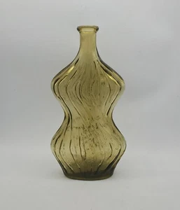 Empoli Italy Hourglass Amber Decanter Stelvia Italy Glass Grapes No Stopper Vtg - Picture 1 of 13