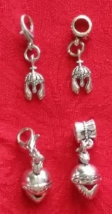 ANTIQUE SILVER HELMET CHARM - SPARTAN - KNIGHT - ARMOR - WARRIOR - Picture 1 of 7