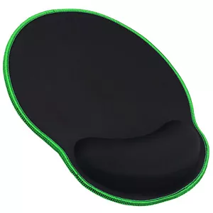 MousePad para juegos con soporte para reposamuñecas y bordes cosidos - negro con bordes verdes - Imagen 1 de 5