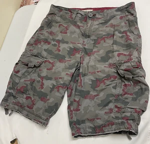Urban Pipeline Camo Cargo Shorts Men Hiking Outdoor Beach Skate Maroon/Grays 33 - Picture 1 of 11