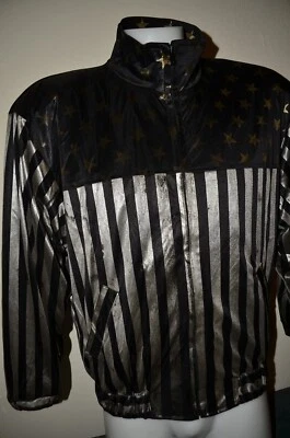 Chaqueta Por Diseño Rayas Metálicas American Goth Punk L Chaqueta Bomber De Colección Años 80 90 Foto 1 de 4