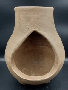 Clay Chiminea 9" Tall Footed Boho Candleholder Incense Burner Tea Light Holder - Picture 1 of 7