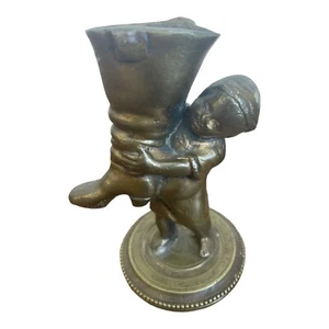 BRONZE/BRASS SCULPTURE TOM THUMB AND THE BOOT OF SEVEN LEAGUES FIGURINE - Picture 1 of 7