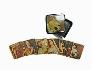 Vintage Set Coasters Renaissance Japan Unique Bar Decor Italian Rare Black Gift - Picture 1 of 7
