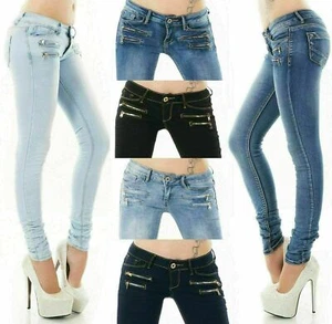 Women's Skinny low waist Jeans Slim stretch denim Pants Sizes UK 4- 14 - Picture 1 of 110