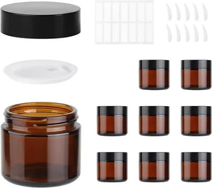 8 leer Glastiegel Braun 60 ml Tiegel Cremedose Glas Kosmetikdose Cremetiegel - Bild 1 von 6
