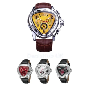 JARAGAR Mechanical Automatic Watch Sports Leather Men Triangle Geometric Watches - Picture 1 of 16