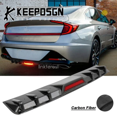 For Hyundai Sonata CARBON FIBER Rear Bumper Diffuser Spliter w/ LED Brake Light Foto 1 de 4