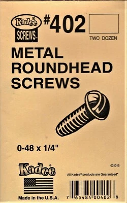Tornillos autorroscantes de metal Kadee #402 0-48 x 1/4 pulgadas (24) piezas Foto 1 de 2