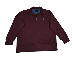 U.S. Polo Assn Maroon Long Sleeve Quarter Zip Sweater Men's XXL (FLAW Spot) - Picture 1 of 12