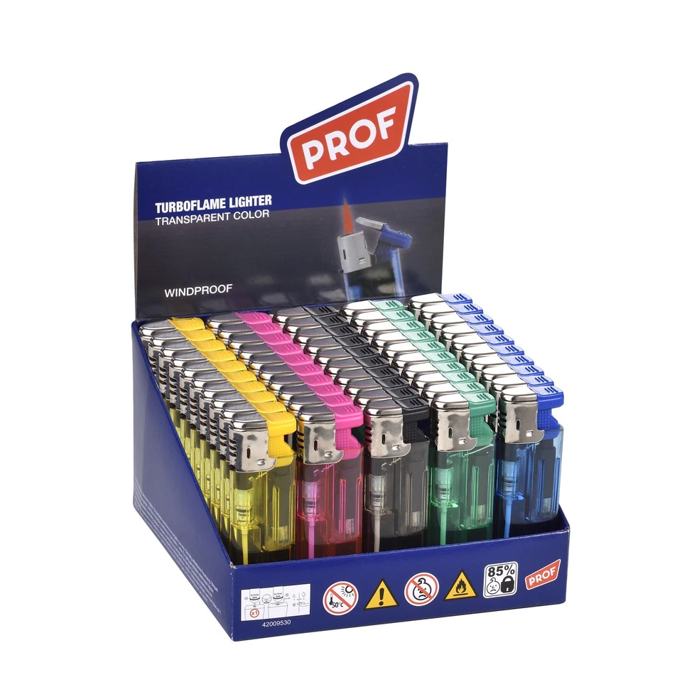 Sturmfeuerzeug Feuerzeug Gas nachfüllbar Windproof 10x bzw 50x Farbe Zufall PROF - Bild 1 von 1