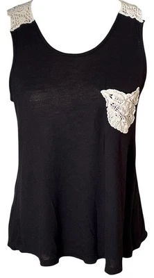 Womans Blouse Top Knit Crochet Lace Sz. M Black Babydoll Bella Swan Y2K - Image 1 of 4