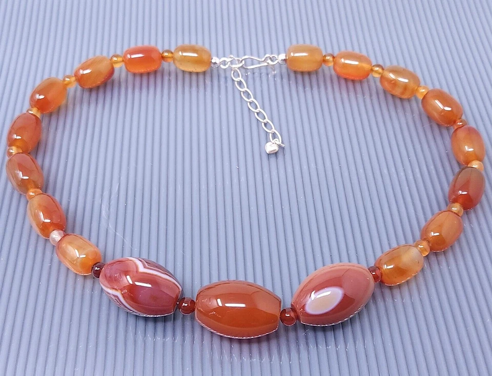 Collar vintage DTR Jay King plata esterlina con cuentas de cornalina 21" Foto 1 de 4