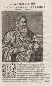 Clodoveo I Roi des Francs Rey Franco Francos Thevet grabado retrato 1584 - Imagen 1 de 1