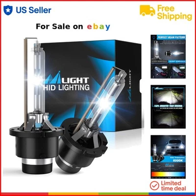 D2S HID Bulbs 6000K White Xenon Headlight Replacement High Brightness - Image 1 of 4