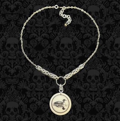 Византийское кольчужное ожерелье ручной работы кулон из переработанной утки 19 дюймов - Изображение 1 из 4