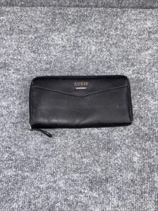 Cartera Guess de cuero sintético SLG grande con cremallera alrededor en caja negra dorada - Imagen 1 de 7