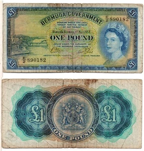 BERMUDA 1 Pound (01-05-1957) Pick 20c, Very Good to Fine - Picture 1 of 1