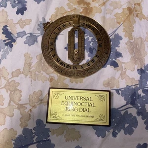 Vintage 1987 Universal Equinoctial Ring Dial Brass The Franklin Mint with Stand - Picture 1 of 2