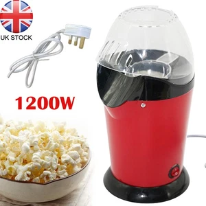 Electric Hot Air Popcorn Maker Machine Healthy Snack Popcorn Maker 1200W Red - Picture 1 of 18