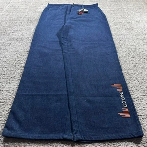 NWT Vintage Grunge Baggy Leg Y2K 2000’s Rubber Skater Davoucci Navy Denim Jeans - Picture 1 of 7