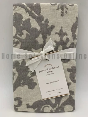 Medallón Jacquard Pottery Barn Algodón Lino Falso Gris Euro #9952Z Foto 1 de 3