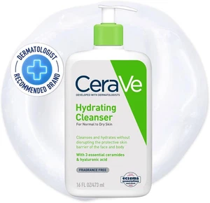 Cerave Hydrating Cleanser Face Wash 473Ml, for Normal to Dry Skin, Hyaluronic Ac - Picture 1 of 12