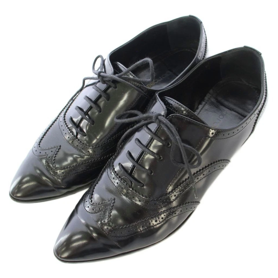 Sergio Rossi Flat Shoes Women's Size 39.5 Black Leather - Imagem 1 de 4