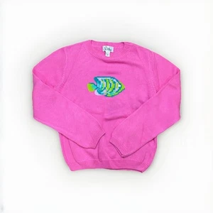 Lilly Pulitzer Fish Pink Pullover Sweater Size 12 Girl's White Label HTF RARE - Picture 1 of 6