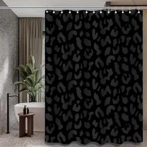 Leopard Shower Curtain (72" X 72"), Black Cheetah Print Polyester Fabric Shower - Picture 1 of 12