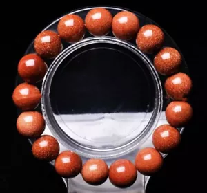 Huge 12mm Natural Gold Sandstone Round Gemstone Beads Stretchable Bracelet 7.5'' - Picture 1 of 12