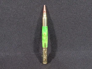 Handmade in USA 30 Caliber Bolt Action Rifle Pen in Brass Copper Green Finish - Picture 1 of 17